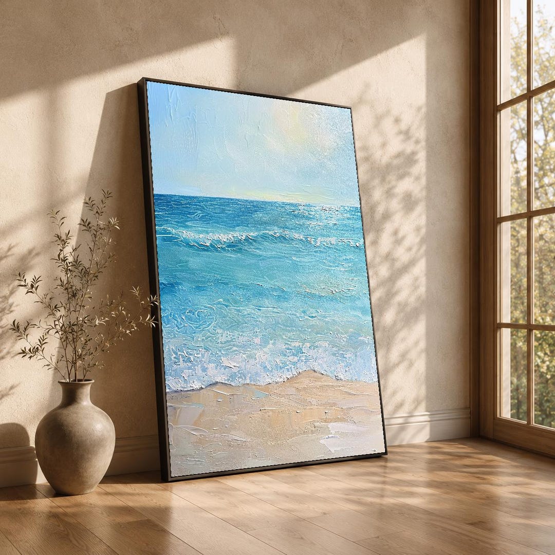 Tranquil Ocean Waves Canvas Wall Art - Coastal Beach Decor for Living ...