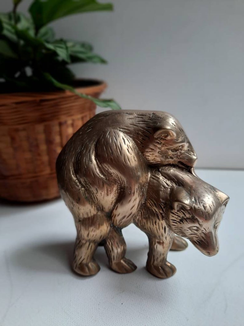 Vintage Brass Mating Bears Statue Etsy Australia