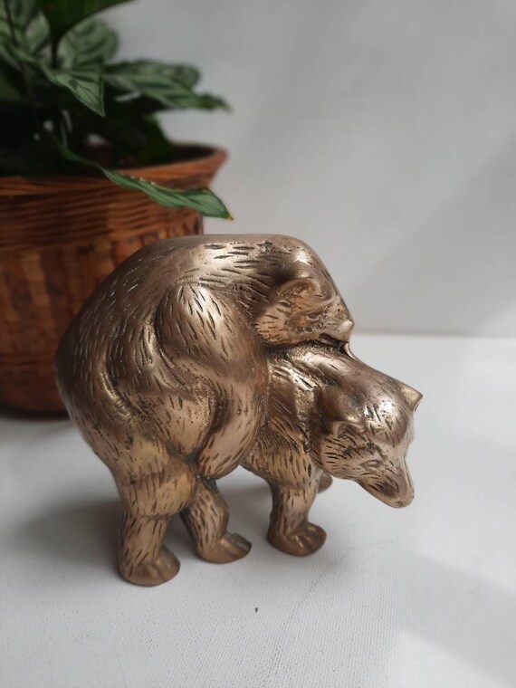 Vintage Brass Mating Bears Statue Etsy Australia