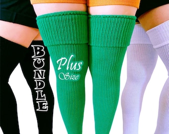 Bundle Plus Size Leg Warmer/Extra Long Over The Knee Stocking/Thigh High Socks
