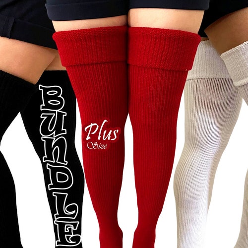 Plus Size Bundle Thigh High Socks/extra Long Socks Etsy