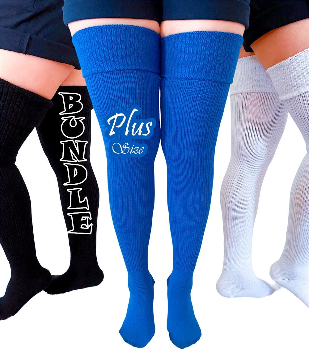 L-XXL Aneco 6 Pairs Plus Size Over Knee Socks Women Warm Thigh High Stockings for Daily Use 