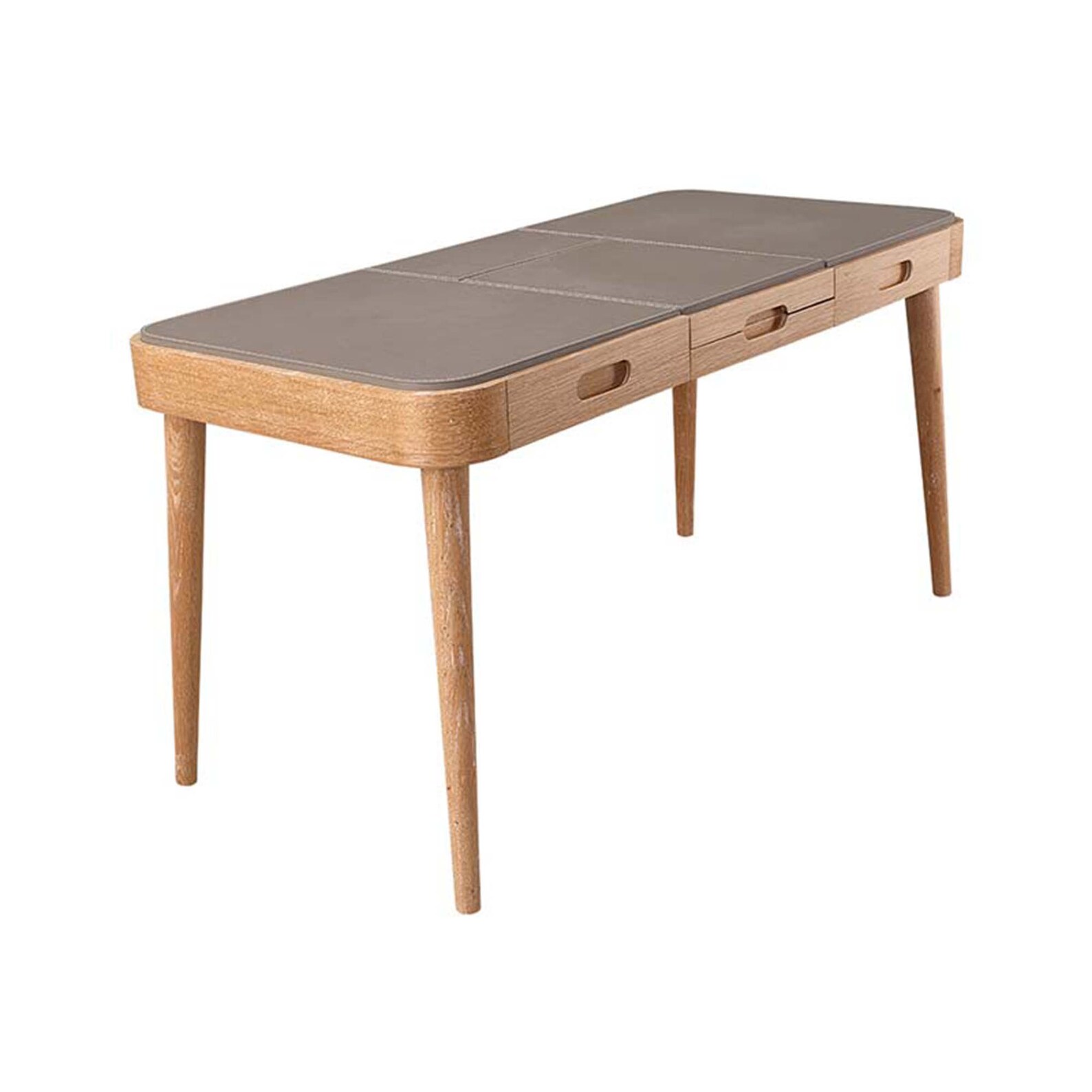 Oak Wood Desk Leather Cover Modern Make Up&dressing Table Etsy