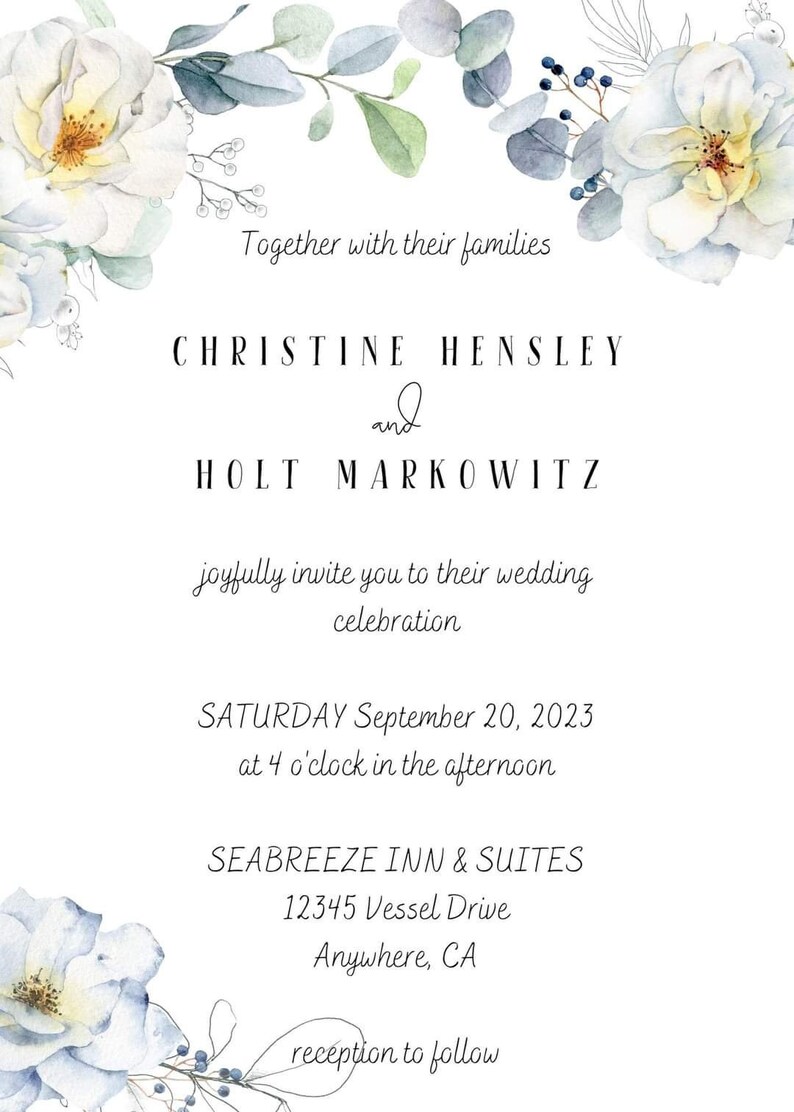 Wedding Invitation Digital Download Etsy