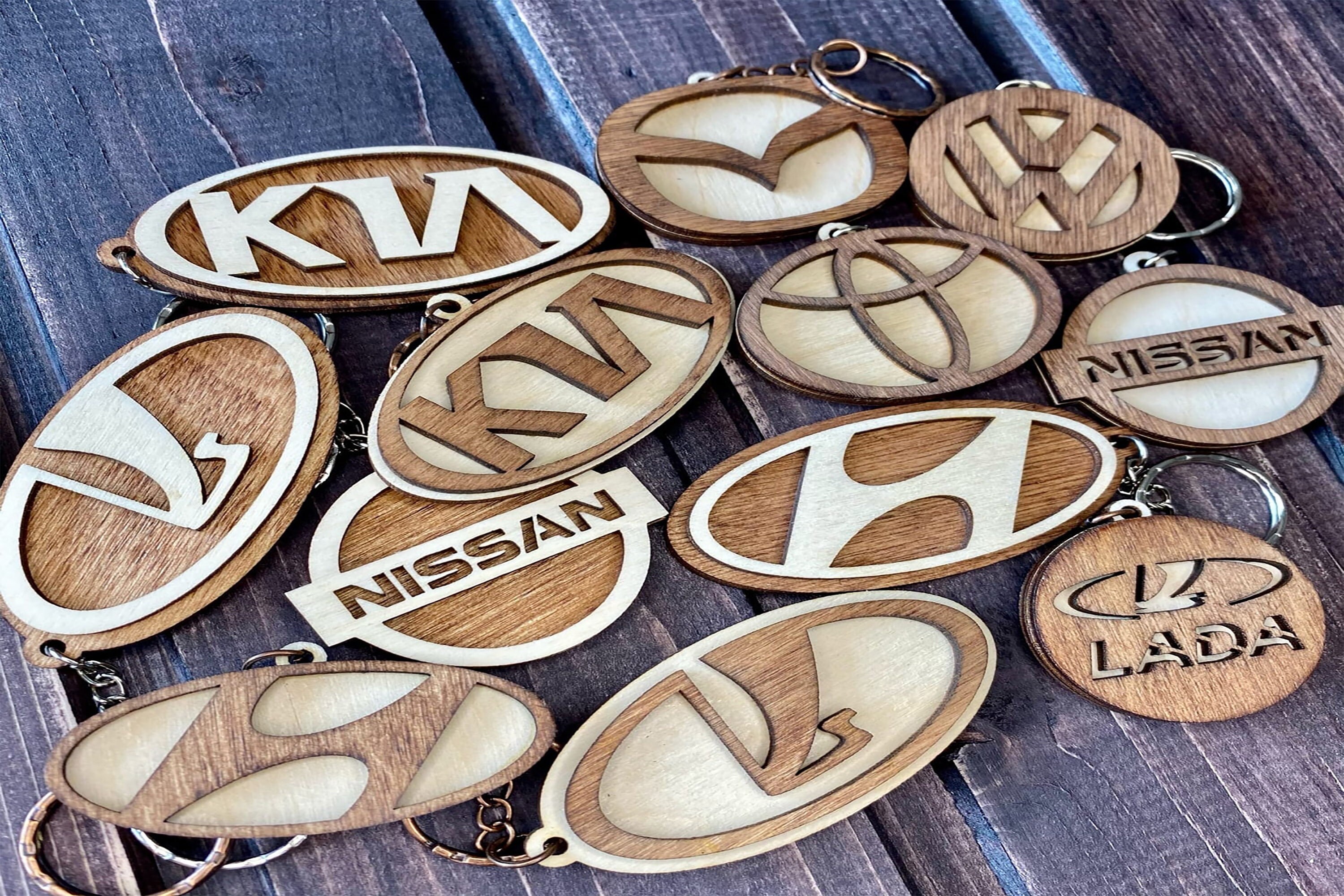 Laser Cut Car Logo Keychains CNC File, Laser Cutting File Dxf, Svg, Jpg