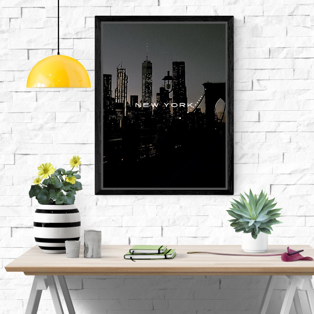 Black White Minimalist New York Holiday Digital Wall Art Print Size ...
