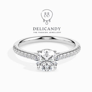 1 CT Round Cut Moissanite Diamond Ring, Promise Ring For Woman, Solitaire And Accent Ring, Minimalist Ring, Single Stone Ring, Simple Ring