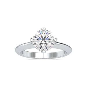 1.50 CT Classic V Style 4 Prong Solitaire Engagement Ring, Round Classic Solitaire Ring, Man Made Diamond Simulant, 925 Sterling Silver Ring