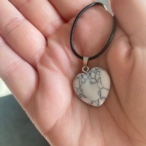 White Howlite Heart Pendant Necklace // Mental Health Crystals // Anxiety Crystals // Crystals for Stress // Gifts for her // gifts for him