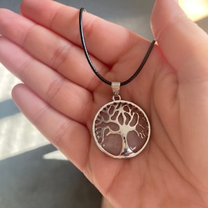 Rose Quartz Tree of Life Pendant Necklace // Mental Health Crystals // Self-esteem crystal // gifts for her // gifts for him