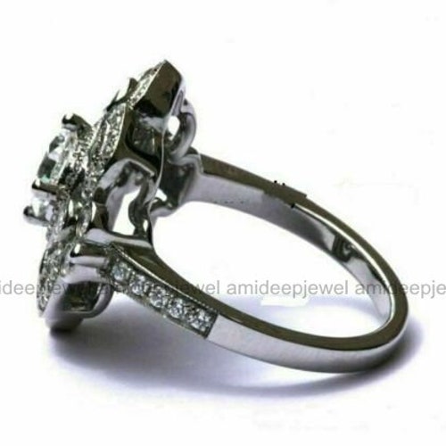 Wedding Ring, 1.5 Ct Asscher Diamond Ring, 14K White Gold, Art Deco Wedding Ring, shops Halo Set Engagement Ring, Personalized Gift, Estate Ring