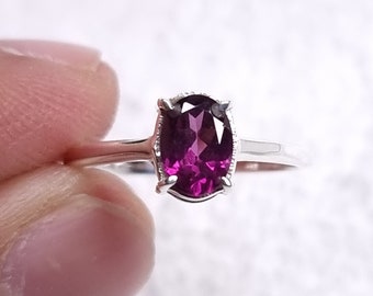 Natural AAA grade Rhodolite Garnet Ring, 925 Sterling Silver Ring, Handmade, Gift For Fiance, Engagement Gift, Gemstone Jewelry, For her