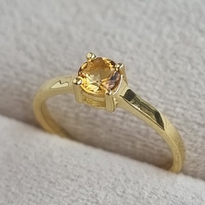14K gold ring set with Natural Citrine Handmade 14K Solid Gold minimalist ring, Alternative engagement ring, November birthstone ring