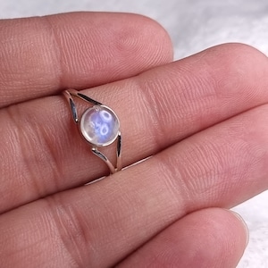 Natural Rainbow Moonstone Ring, 925 Sterling Silver Ring, Handmade, Gift For Fiance, Engagement Gift, Gemstone Jewelry, Dainty Ring