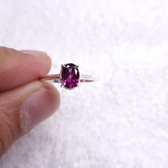 Natural AAA grade Rhodolite Garnet Ring, 925 Sterling Silver Ring, Handmade, Gift For Fiance, Engagement Gift, Gemstone Jewelry, For her