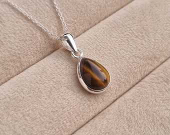 Natural Tiger Eye Pendant, 925 Sterling Silver, Handmade Jewelry, Gift For her, Gemstone Jewelry
