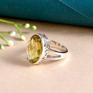 Natural brazilian Lemon Quartz Ring, 925 Sterling Silver Ring, Handmade Gifts For Fiance, Engagement Gift, Gemstone Jewelry, Unisex Ring