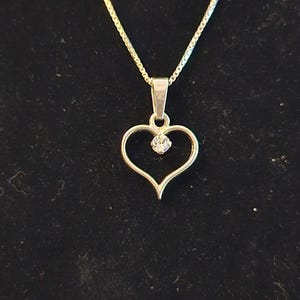 925 Sterling Silver Open Heart Necklace with Solitaire CZ – Timeless Gift