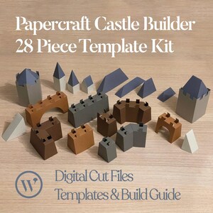 Puede incluir: Un kit de construcción de castillo de papel con 28 piezas. El kit incluye una variedad de piezas de castillo, incluyendo torres, muros y puertas. Las piezas están hechas de papel y están diseñadas para ser recortadas y ensambladas. El kit también incluye una guía de construcción.