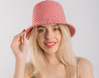 Women's hat,  stylish women's panama hat, bucket hat, molded knitwear, summer hat, gift for her, Made in Israel.