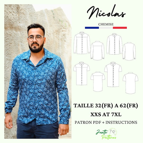 Patron couture PDF NICOLAS, chemise