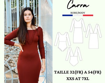 CARRA PDF sewing pattern, dress and bodysuit