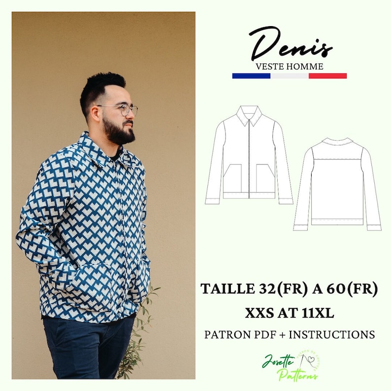 PDF Sewing Pattern DENIS Men's Jacket Etsy
