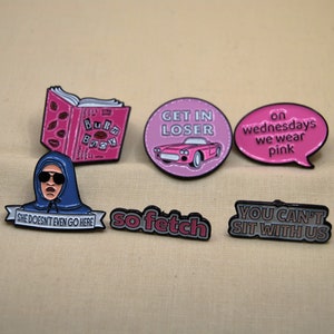 Mean Girls Motif Enamel Pin Badges, Movies, Pink, Noughties, Nostalgic, Girly