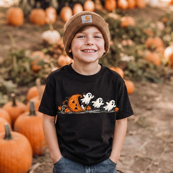 Cute Ghost Pumpkin PNG, Halloween Ghosts Sublimation Design, Spooky Season Fall Shirt Graphic, Retro Autumn Digital Download