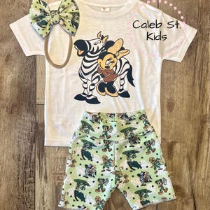Minnie Safari Magic Kingdom Baby or Toddler Set / Baby Bummies Biker Shorts / Magic Outfit