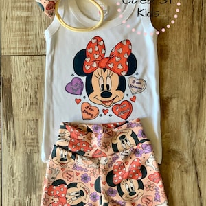 Disney Minnie Valentines Love Magic Kingdom Baby or Toddler Set / Baby Bummies Biker Shorts / Magic Outfit