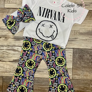 Rock Band Baby Bell Set / Rock Band Bell pants / Cropped Baby bodysuit / Retro Baby Outfit