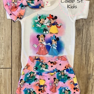 Disney Princesses Magic Kingdom Baby or Toddler Set / Baby Bummies Biker Shorts / Magic Outfit