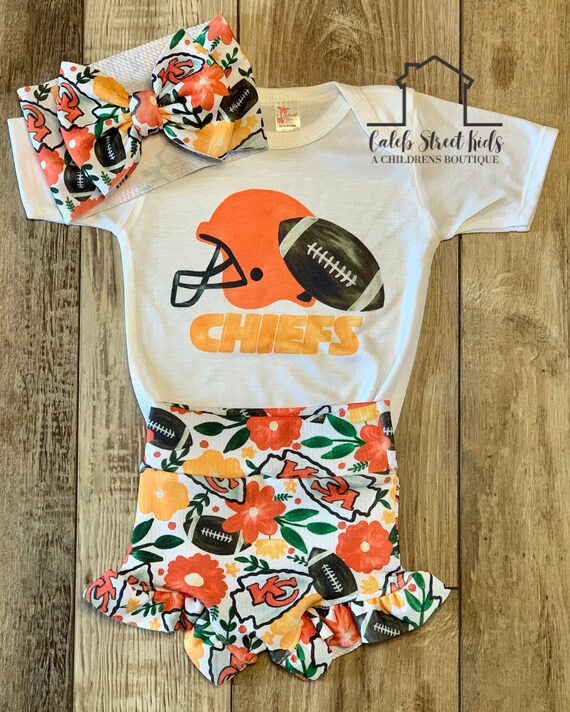 KC Chiefs Football Baby or Toddler Set Baby Ruffled Bummies