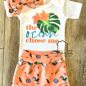 The Ocean Chose Me Ohana Baby or Toddler Set / Baby Bummies Biker Shorts / Magic Outfit
