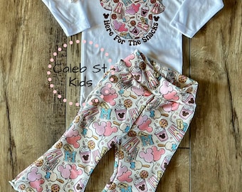 Here for the Snacks Baby Bell Set / baby pants outfit / Baby bell pants / baby magic kingdom bodysuit / Magic Outfit