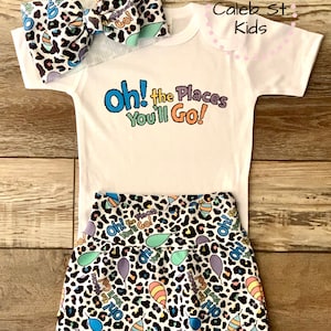 Oh The Places You&#39;ll Go Baby or Toddler Set / Baby Bummies Biker Shorts / Seuss Outfit