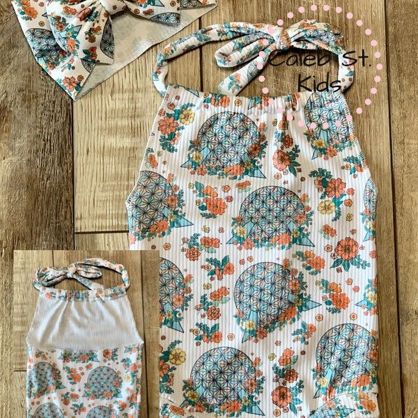 Infant Halter Romper / Baby Summer Romper / Summer Romper / Epcot Romper Outfit