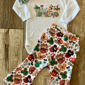 Christmas Snacking Around Epcot Drinks Baby Bell Set / Christmas outfit / Baby Christmas pants / baby Christmas bodysuit / Magic Outfit