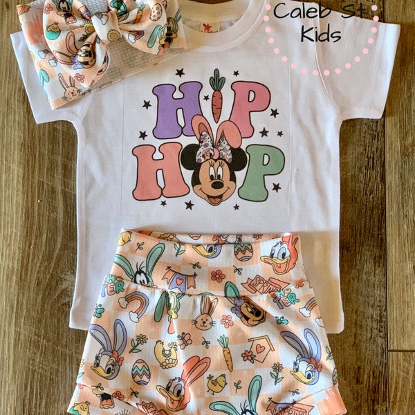 Hip Hop Disney Easter Baby or Toddler Set / Baby Bummies Biker Shorts / Easter Outfit