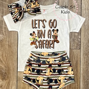 Let&#39;s Go On A Safari Baby Outfit Baby or Toddler Set / Baby Bummies Biker Shorts / Magic Outfit