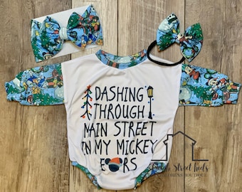 Dashing Through Mainstreet Christmas Romper Tee Shirt Baby or Toddler Romper / Baby Romper / Toddler Romper / Fall Outfit