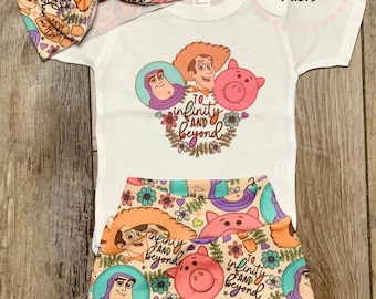 To Infinity and Beyond Baby or Toddler Set / Baby Bummies Biker Shorts / Toy Story Outfit