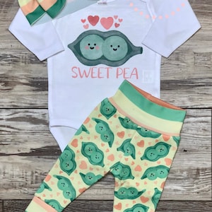 Sweet Pea Baby Coming Home Leggings Outfit / Blush Baby Outfit / Cute Summer Baby Outfit / Baby Leggings Set / Baby leggings pants