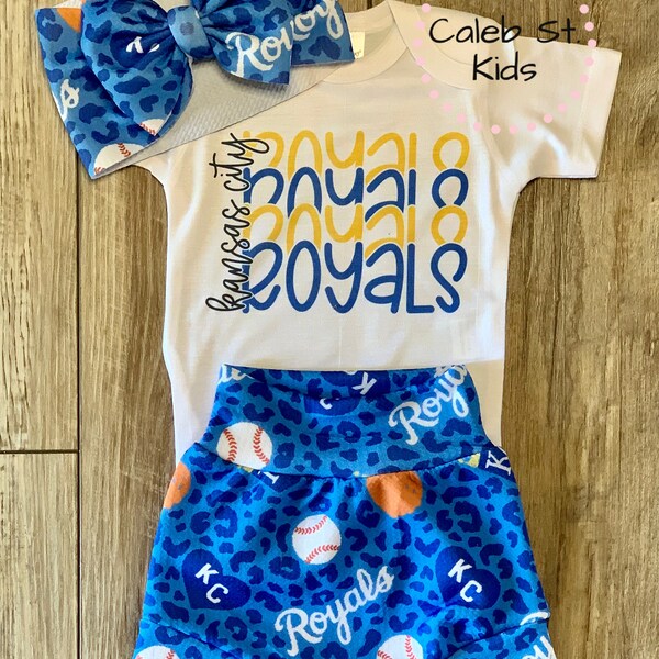 Royals Baseball /  Baby and Toddler Complete Set Outfit / Bummies / Baby Biker Shorts / KC Royals