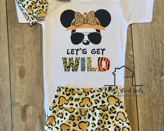 Let&#39;s Get Wild Animal Kingdom Baby or Toddler Set / Baby Bummies Biker Shorts / Magic Outfit