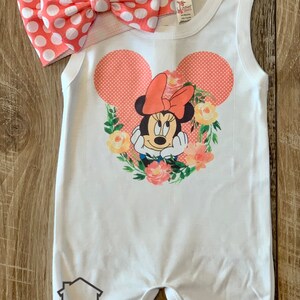 Minnie Floral Disney Baby Tank Romper Set / Baby Romper Shorts / MK Magic Outfit