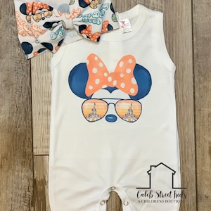Minnie Shades Baby Tank Romper Set / Baby Romper Shorts / MK Magic Outfit