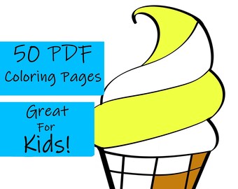 子供と大人のためのデザートぬり絵50枚（PDFパターン）