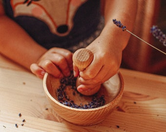 Wooden mortar and pestle for kids, mortar and pestle small, mortar and pestle wood